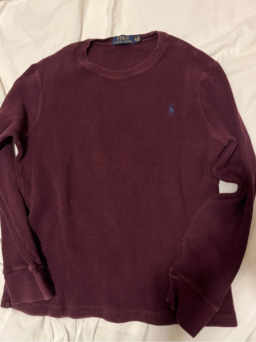 Polo by Ralph Lauren Men's Deep Burgundy Waffle Crewneck Sweater